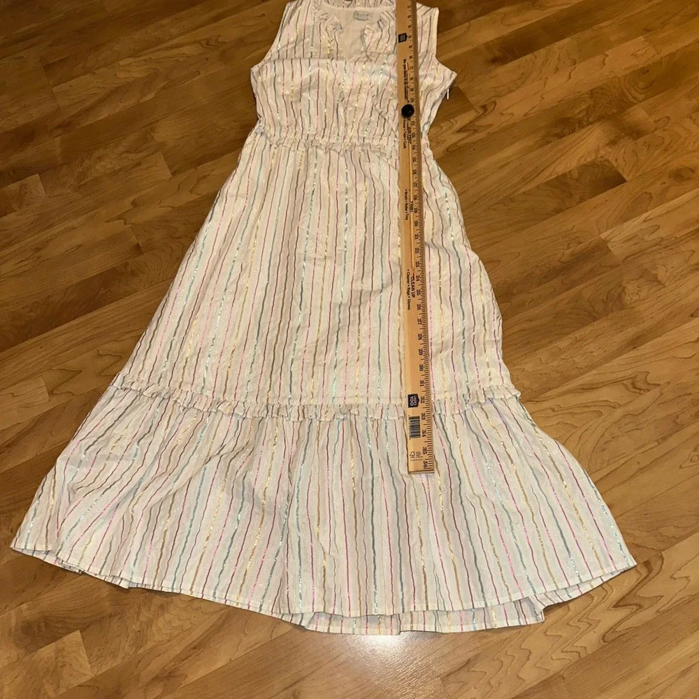 J. Crew Maxi metallic  Striped Sleeveless Ruffle‎ Neck Casual Party Dress Size 0